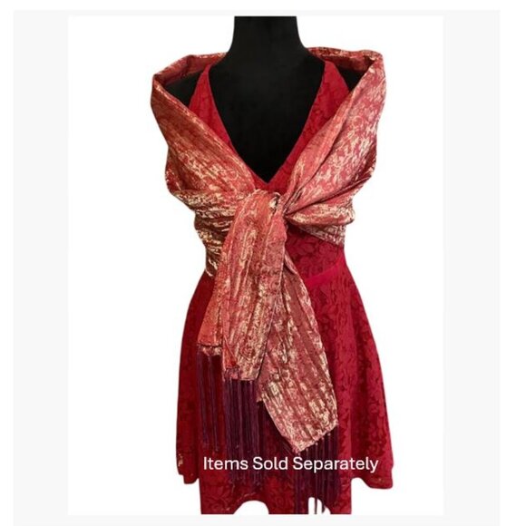 Lulus Dancing in the Moonlight Mini Dress in Red Wine Size M NWT Scarf Separate - Picture 3 of 13